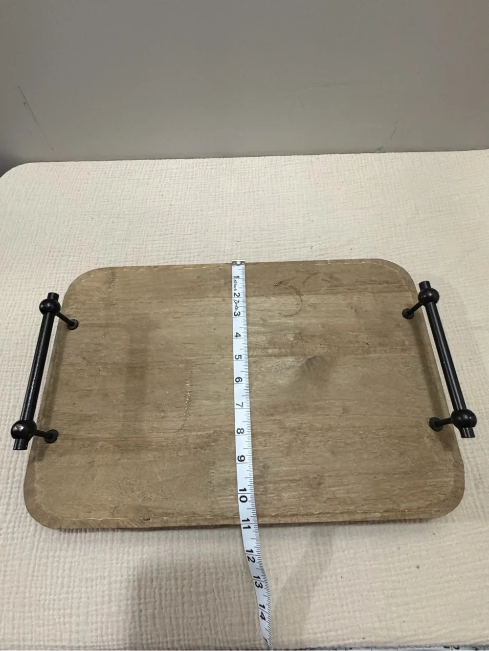 Source Unknown Natural Wood Bath Vanity Tray with Black Handles